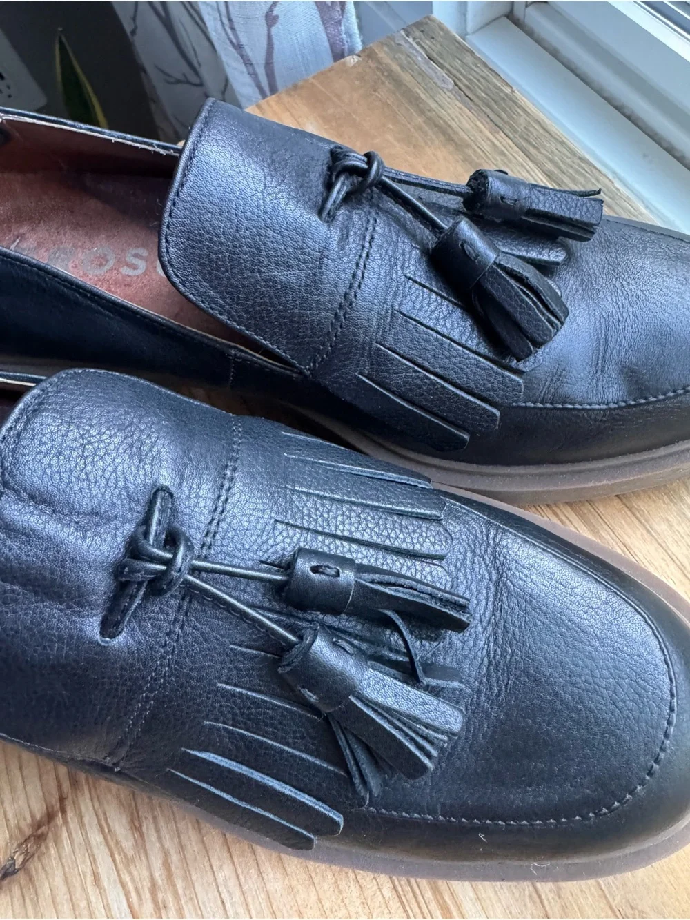 Aerosoles Black Leather Kiltie Tassel Loafers Womens 9 M Comfort Shoes